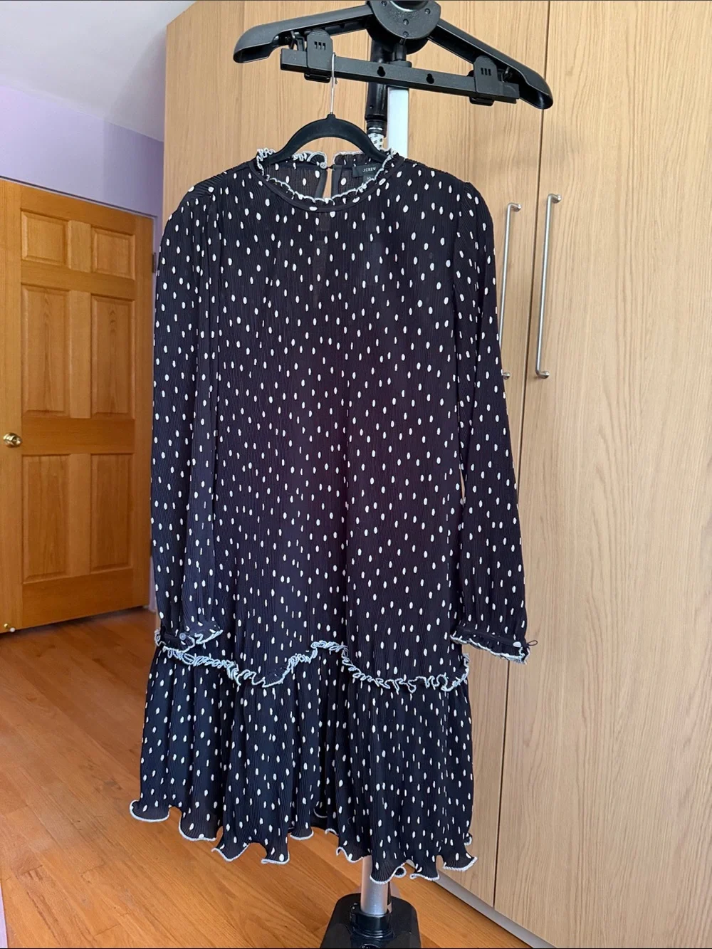 J. Crew Black Dress with White Dot Print